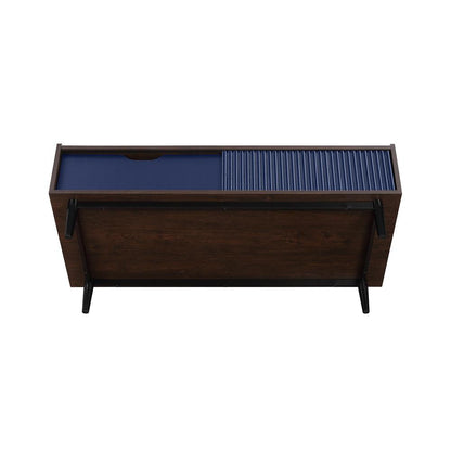 Manhattan Comfort - Duane Coffee Table with 1 Full Extension Drawers in Dark Brown and Navy Blue - CT-11GLF-NB veiw 6