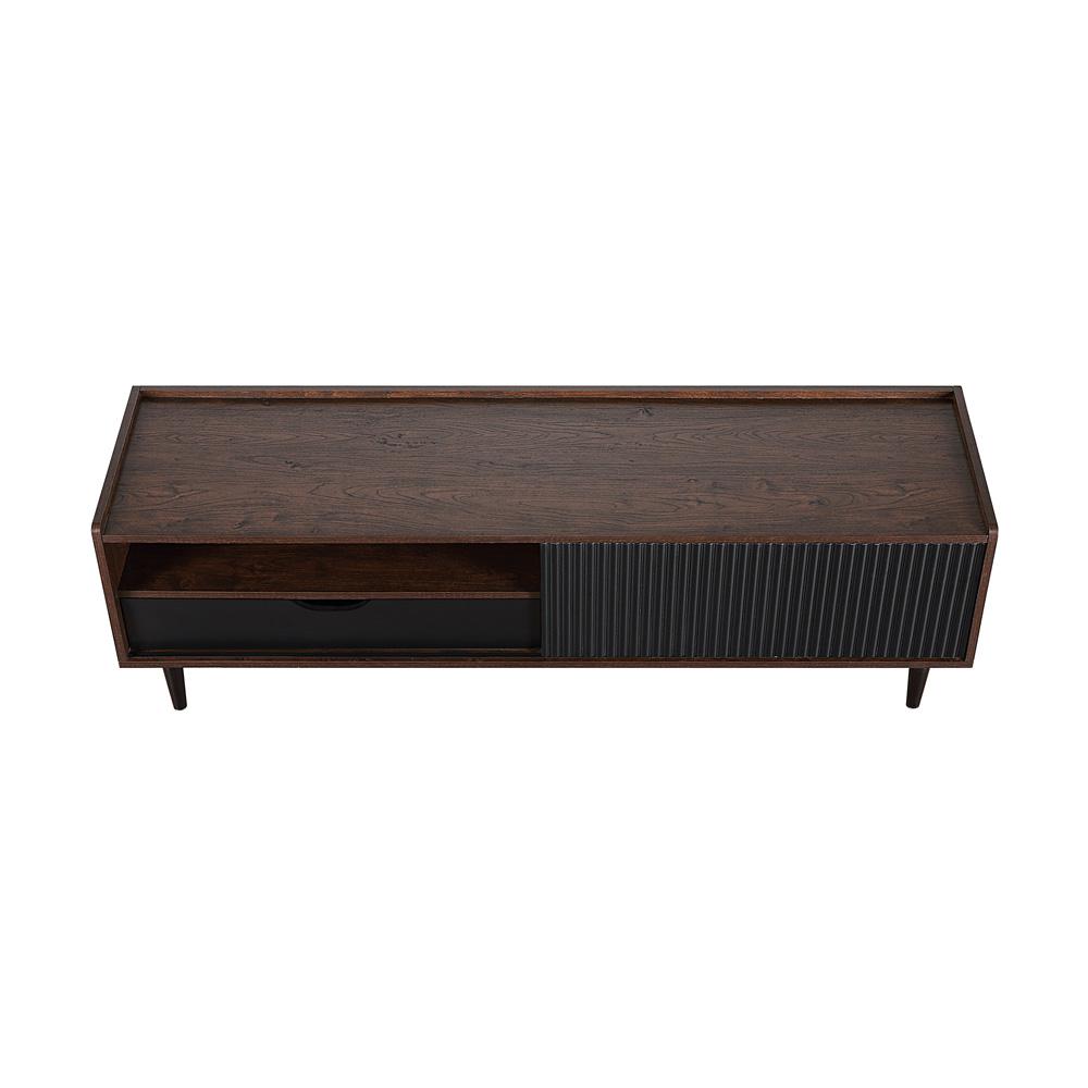 Manhattan Comfort - Duane TV Stand with 1 Full Extension Drawers in Dark Brown and Black - TV-8GLF-BK veiw 3