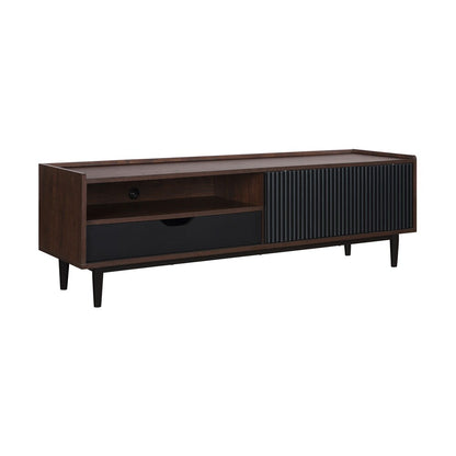 Manhattan Comfort - Duane TV Stand with 1 Full Extension Drawers in Dark Brown and Black - TV-8GLF-BK veiw 4