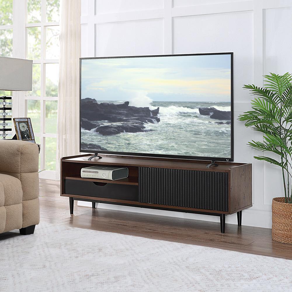 Manhattan Comfort - Duane TV Stand with 1 Full Extension Drawers in Dark Brown and Black - TV-8GLF-BK veiw 7