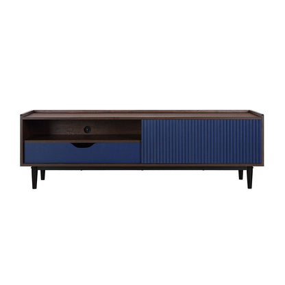 Manhattan Comfort - Duane TV Stand with 1 Full Extension Drawers in Dark Brown and Navy Blue - TV-8GLF-NB veiw 1