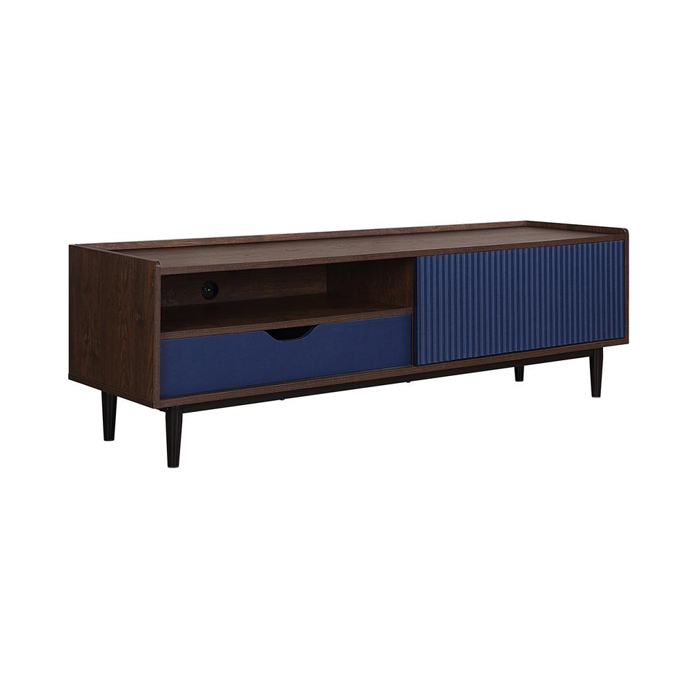Manhattan Comfort - Duane TV Stand with 1 Full Extension Drawers in Dark Brown and Navy Blue - TV-8GLF-NB veiw 4