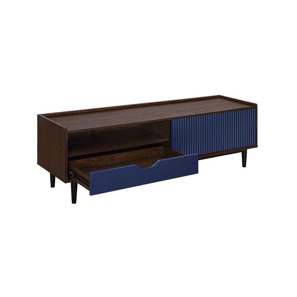 Manhattan Comfort - Duane TV Stand with 1 Full Extension Drawers in Dark Brown and Navy Blue - TV-8GLF-NB veiw 5