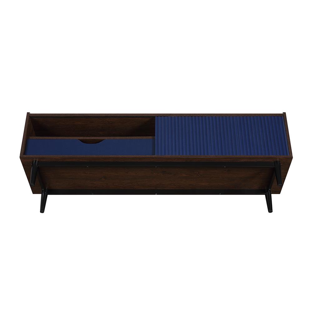 Manhattan Comfort - Duane TV Stand with 1 Full Extension Drawers in Dark Brown and Navy Blue - TV-8GLF-NB veiw 6