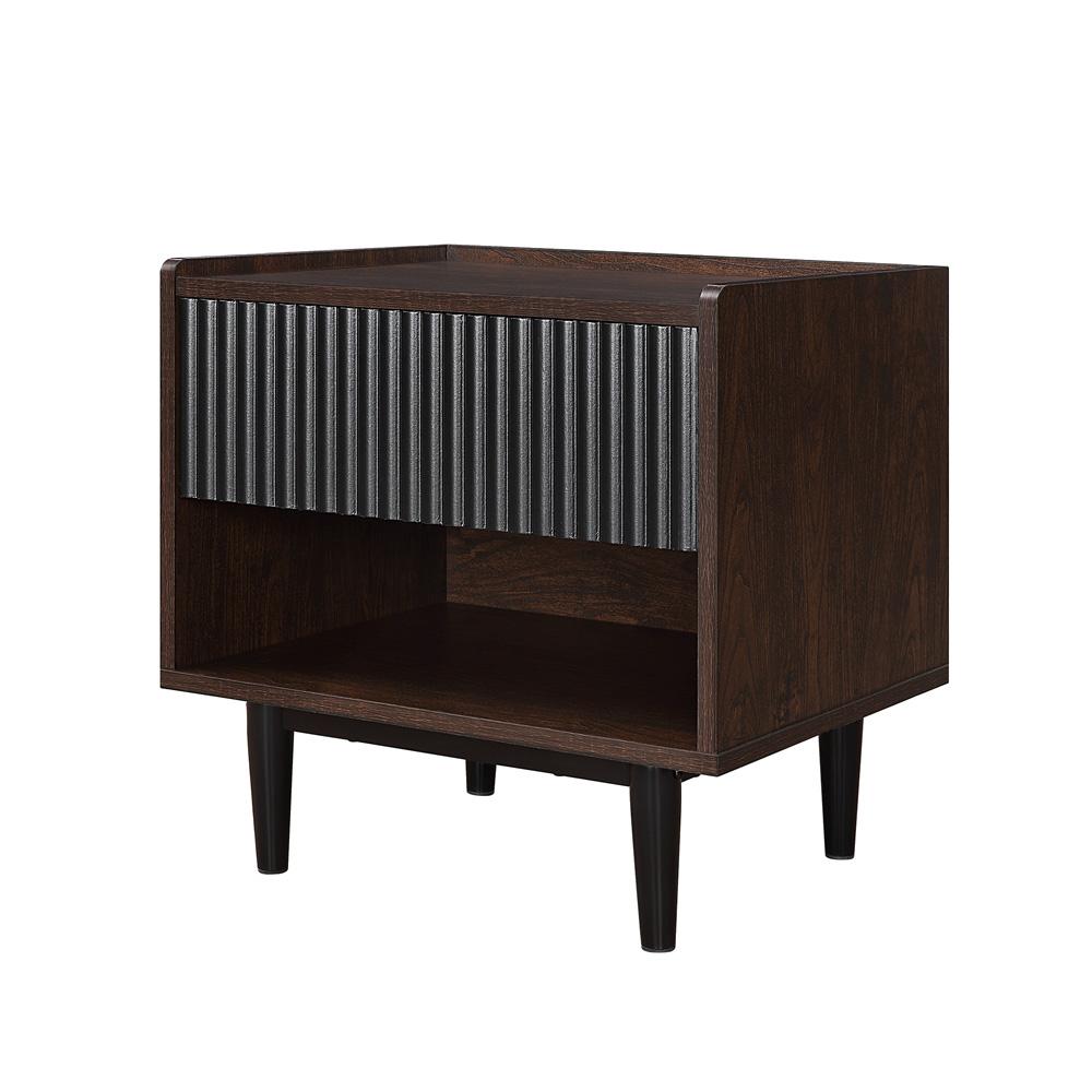Manhattan Comfort - Duane Nightstand with 2 Full Extension Drawers in Dark Brown and Black - Set of 2 - 2-NS-10GLF-BK veiw 2