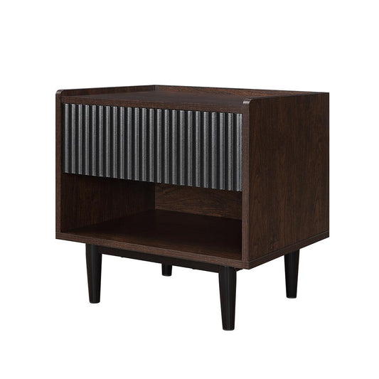 Manhattan Comfort - Duane Nightstand with 2 Full Extension Drawers in Dark Brown and Black - Set of 2 - 2-NS-10GLF-BK veiw 2