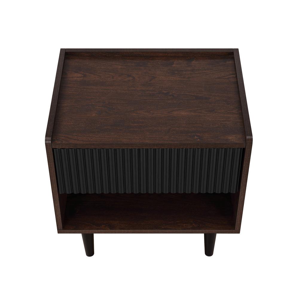 Manhattan Comfort - Duane Nightstand with 2 Full Extension Drawers in Dark Brown and Black - Set of 2 - 2-NS-10GLF-BK veiw 3
