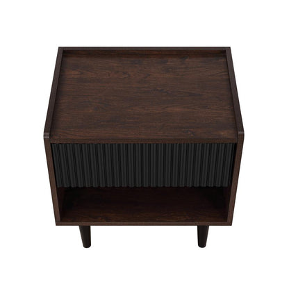 Manhattan Comfort - Duane Nightstand with 2 Full Extension Drawers in Dark Brown and Black - Set of 2 - 2-NS-10GLF-BK veiw 3