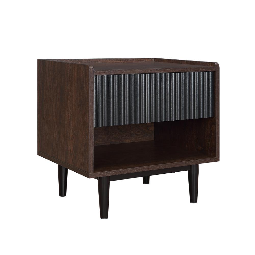 Manhattan Comfort - Duane Nightstand with 2 Full Extension Drawers in Dark Brown and Black - Set of 2 - 2-NS-10GLF-BK veiw 4