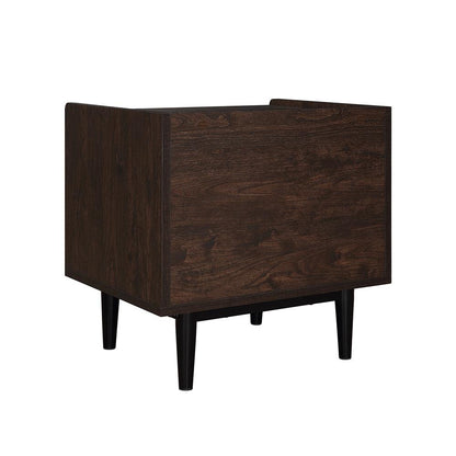 Manhattan Comfort - Duane Nightstand with 2 Full Extension Drawers in Dark Brown and Navy Blue - Set of 2 - 2-NS-10GLF-NB veiw 6