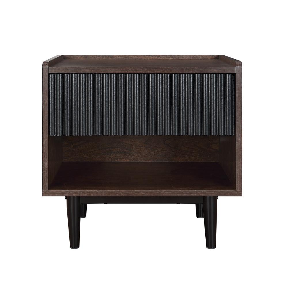 Manhattan Comfort - Duane Nightstand with 1 Full Extension Drawers in Dark Brown and Black - NS-10GLF-BK veiw 1