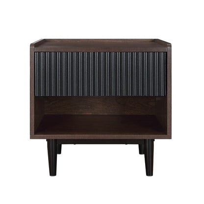 Manhattan Comfort - Duane Nightstand with 1 Full Extension Drawers in Dark Brown and Black - NS-10GLF-BK veiw 1