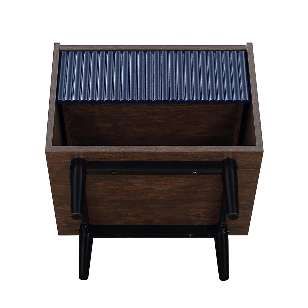 Manhattan Comfort - Duane Nightstand with 1 Full Extension Drawers in Dark Brown and Navy Blue - NS-10GLF-NB veiw 6