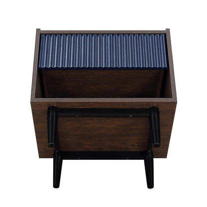 Manhattan Comfort - Duane Nightstand with 1 Full Extension Drawers in Dark Brown and Navy Blue - NS-10GLF-NB veiw 6
