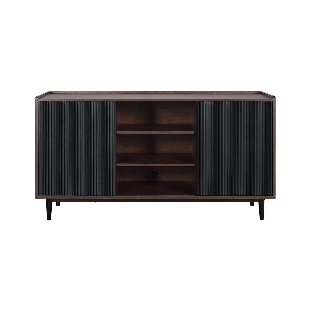 Manhattan Comfort - Duane Sideboard with 7 Adjustable Shelves in Dark Brown and Black - SB-9GLF-BK veiw 1