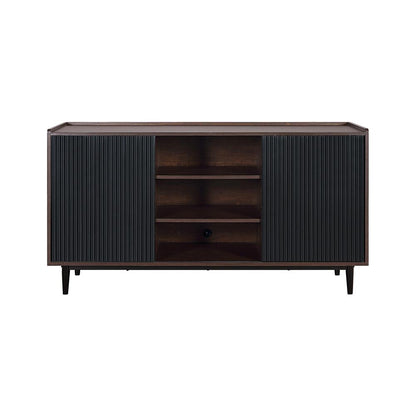 Manhattan Comfort - Duane Sideboard with 7 Adjustable Shelves in Dark Brown and Black - SB-9GLF-BK veiw 1