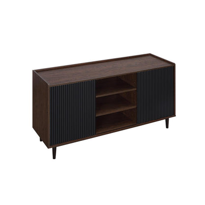Manhattan Comfort - Duane Sideboard with 7 Adjustable Shelves in Dark Brown and Black - SB-9GLF-BK veiw 2