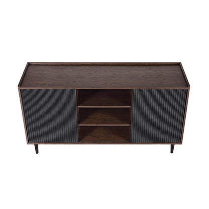 Manhattan Comfort - Duane Sideboard with 7 Adjustable Shelves in Dark Brown and Black - SB-9GLF-BK veiw 3