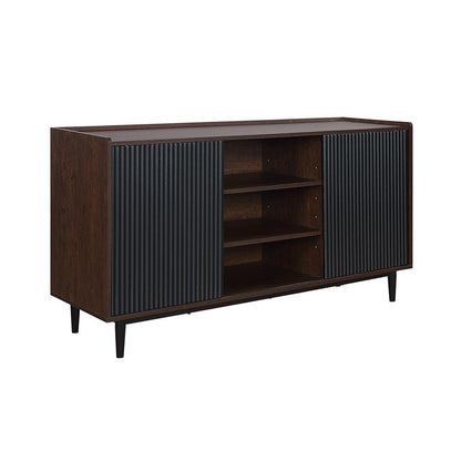 Manhattan Comfort - Duane Sideboard with 7 Adjustable Shelves in Dark Brown and Black - SB-9GLF-BK veiw 4
