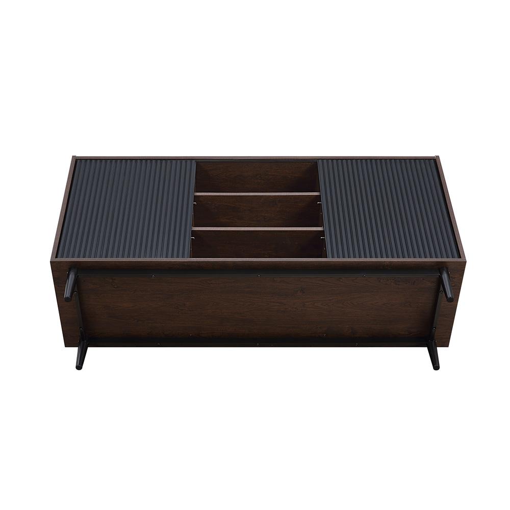 Manhattan Comfort - Duane Sideboard with 7 Adjustable Shelves in Dark Brown and Black - SB-9GLF-BK veiw 5
