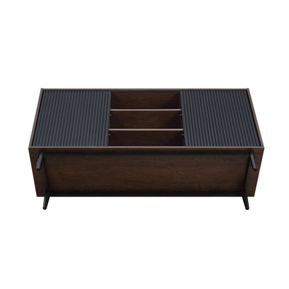 Manhattan Comfort - Duane Sideboard with 7 Adjustable Shelves in Dark Brown and Black - SB-9GLF-BK veiw 5
