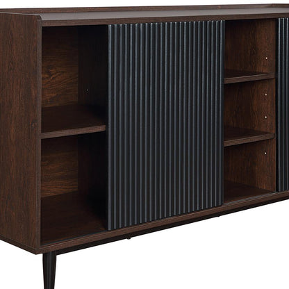 Manhattan Comfort - Duane Sideboard with 7 Adjustable Shelves in Dark Brown and Black - SB-9GLF-BK veiw 7