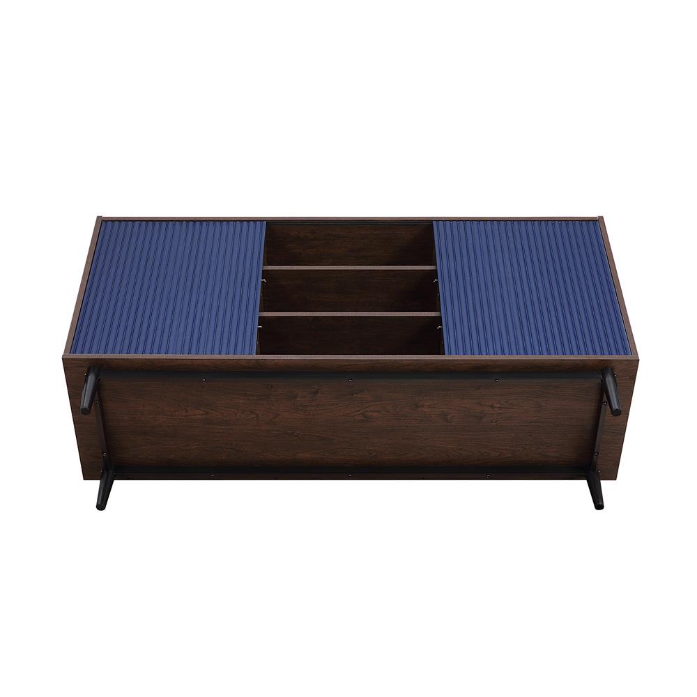 Manhattan Comfort - Duane Sideboard with 7 Adjustable Shelves in Dark Brown and Navy Blue - SB-9GLF-NB veiw 5