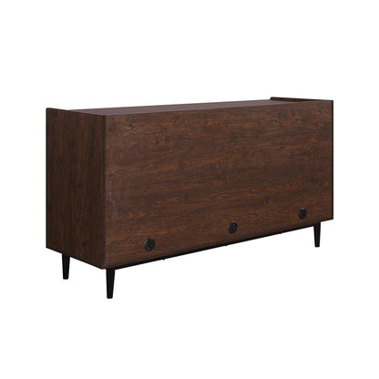 Manhattan Comfort - Duane Sideboard with 7 Adjustable Shelves in Dark Brown and Navy Blue - SB-9GLF-NB veiw 6