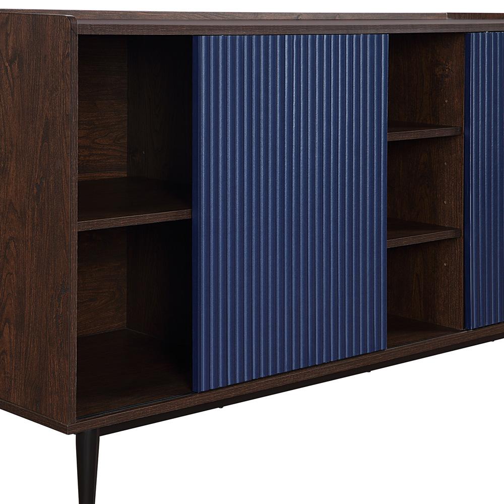 Manhattan Comfort - Duane Sideboard with 7 Adjustable Shelves in Dark Brown and Navy Blue - SB-9GLF-NB veiw 7