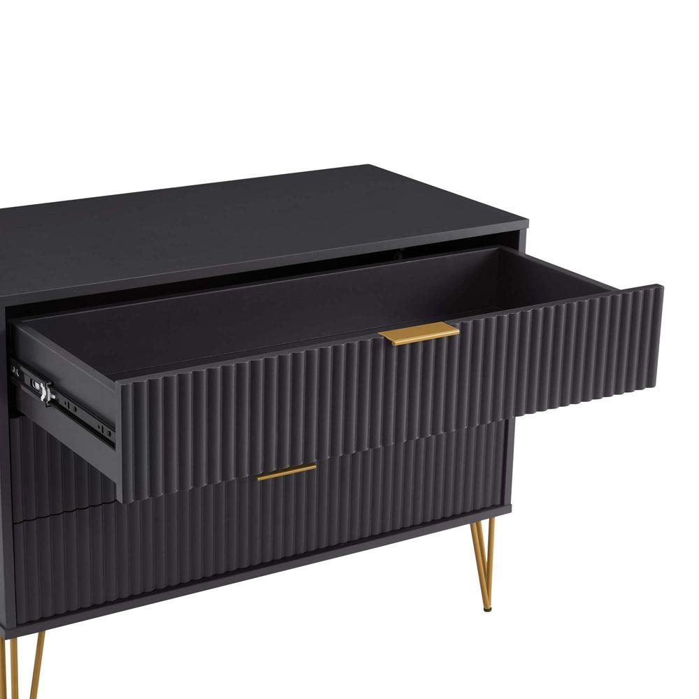 Manhattan Comfort - 2-Piece DUMBO Nightstand and Dresser with 5 Drawers in Black - 2-DB02-BK veiw 5