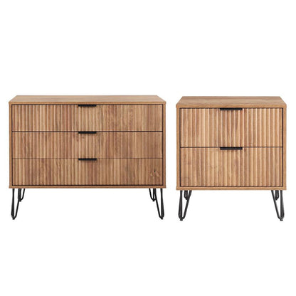 Manhattan Comfort - 2-Piece DUMBO Nightstand and Dresser with 5 Drawers in Golden Brown - 2-DB02-GB veiw 1