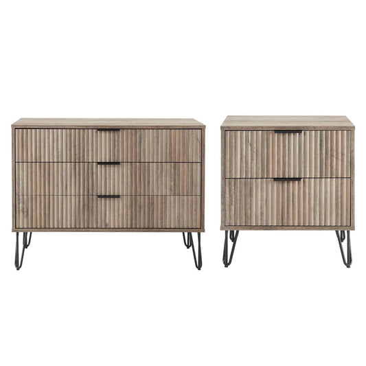 Manhattan Comfort - 2-Piece DUMBO Nightstand and Dresser with 5 Drawers in GreyRustic Grey - 2-DB02-GY veiw 1