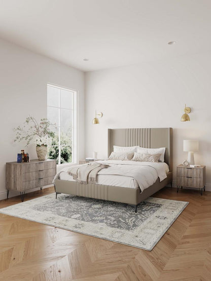 Manhattan Comfort - 2-Piece DUMBO Nightstand and Dresser with 5 Drawers in GreyRustic Grey - 2-DB02-GY veiw 10