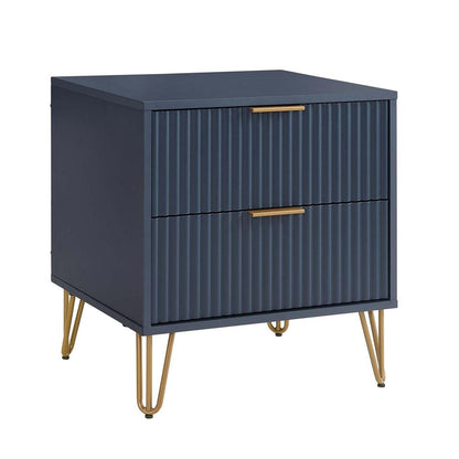 Manhattan Comfort - 2-Piece DUMBO Nightstand and Dresser with 5 Drawers in Midnight Blue - 2-DB02-MB veiw 4