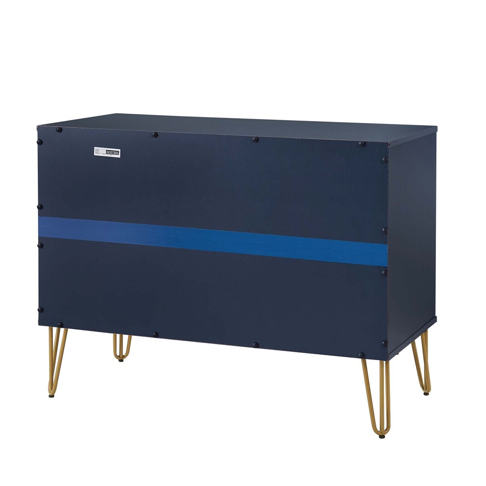 Manhattan Comfort - 2-Piece DUMBO Nightstand and Dresser with 5 Drawers in Midnight Blue - 2-DB02-MB veiw 7