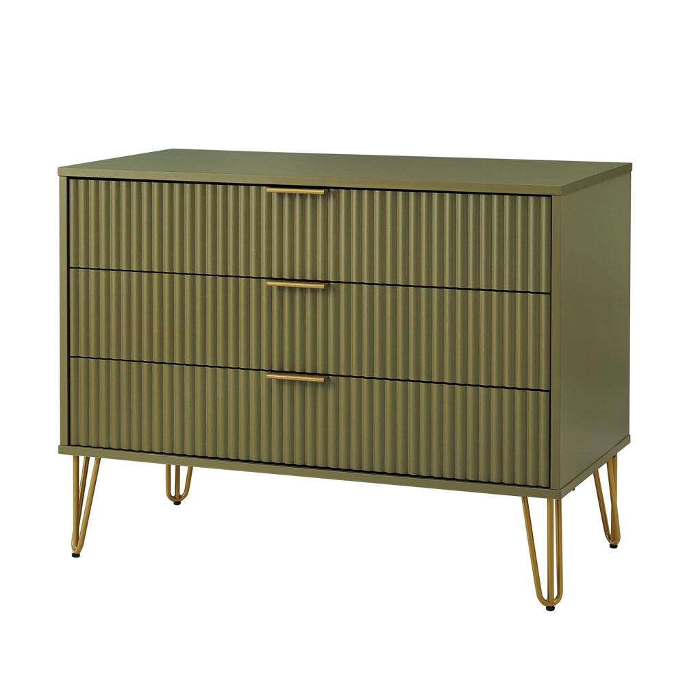 Manhattan Comfort - 2-Piece DUMBO Nightstand and Dresser with 5 Drawers in Olive Green - 2-DB02-OG veiw 2