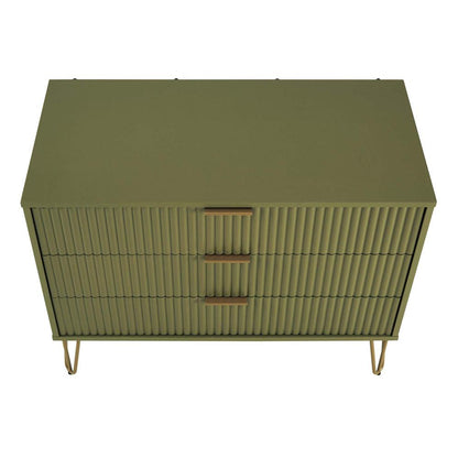 Manhattan Comfort - 2-Piece DUMBO Nightstand and Dresser with 5 Drawers in Olive Green - 2-DB02-OG veiw 3