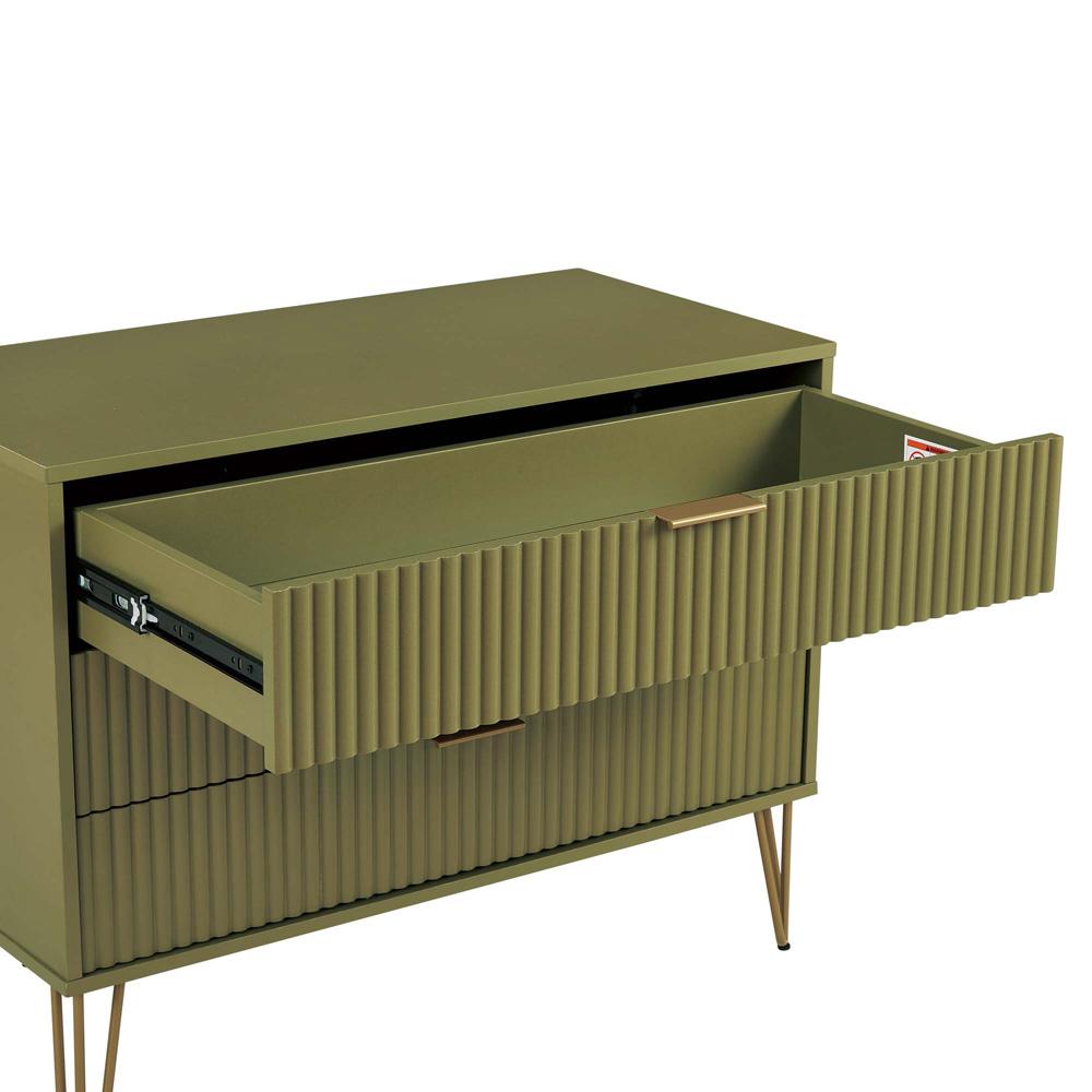 Manhattan Comfort - 2-Piece DUMBO Nightstand and Dresser with 5 Drawers in Olive Green - 2-DB02-OG veiw 5