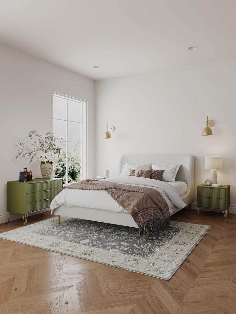 Manhattan Comfort - 2-Piece DUMBO Nightstand and Dresser with 5 Drawers in Olive Green - 2-DB02-OG veiw 10