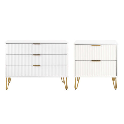 Manhattan Comfort - 2-Piece DUMBO Nightstand and Dresser with 5 Drawers in White - 2-DB02-WH veiw 1