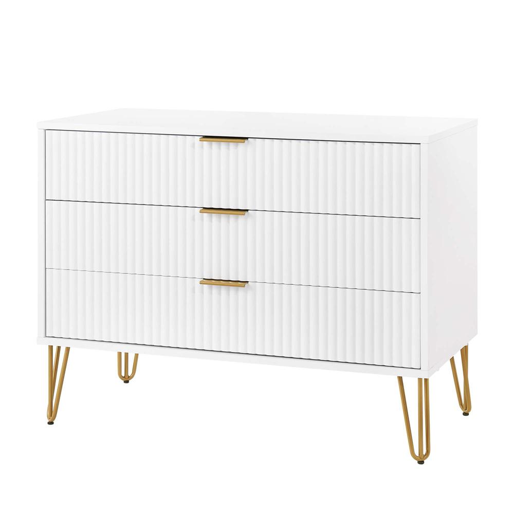 Manhattan Comfort - 2-Piece DUMBO Nightstand and Dresser with 5 Drawers in White - 2-DB02-WH veiw 2