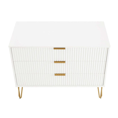 Manhattan Comfort - 2-Piece DUMBO Nightstand and Dresser with 5 Drawers in White - 2-DB02-WH veiw 3
