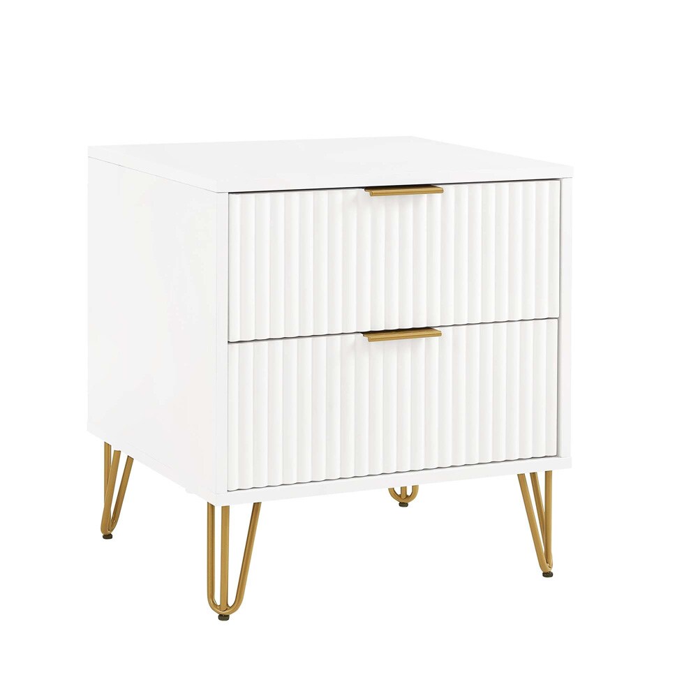 Manhattan Comfort - 2-Piece DUMBO Nightstand and Dresser with 5 Drawers in White - 2-DB02-WH veiw 4