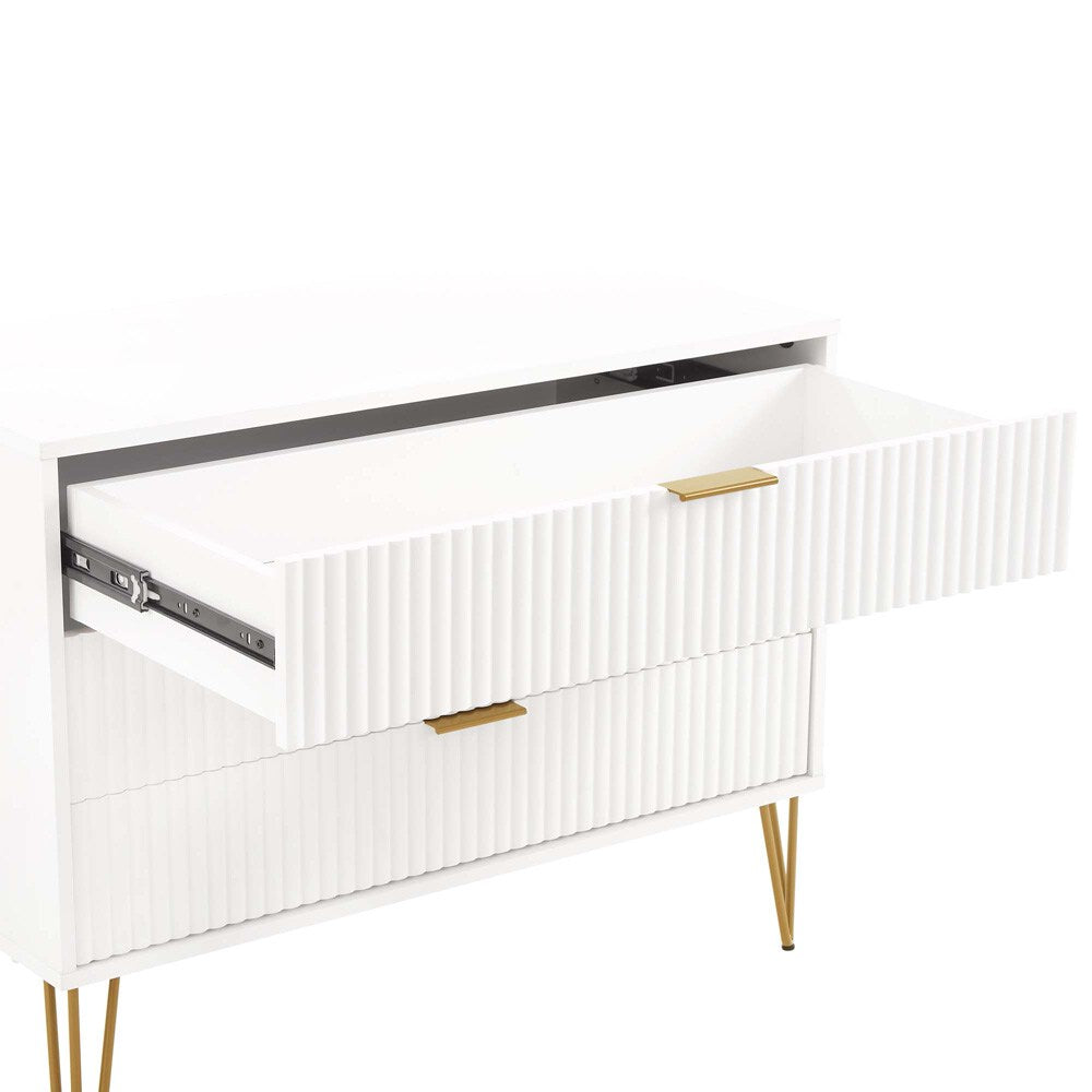 Manhattan Comfort - 2-Piece DUMBO Nightstand and Dresser with 5 Drawers in White - 2-DB02-WH veiw 5