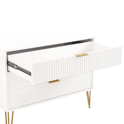 Manhattan Comfort - 2-Piece DUMBO Nightstand and Dresser with 5 Drawers in White - 2-DB02-WH veiw 5