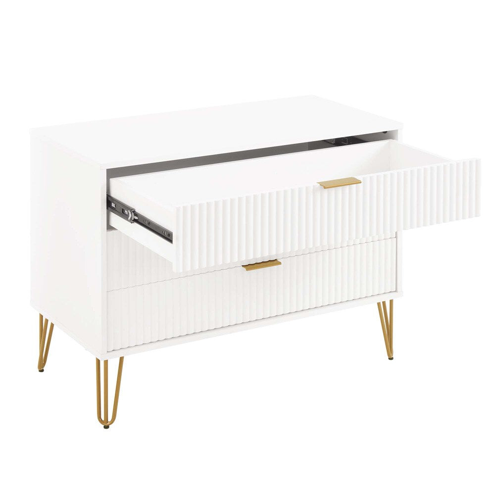 Manhattan Comfort - 2-Piece DUMBO Nightstand and Dresser with 5 Drawers in White - 2-DB02-WH veiw 6