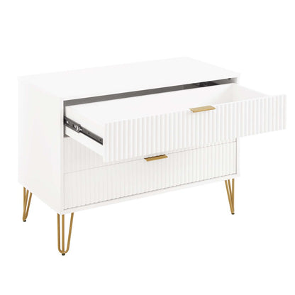 Manhattan Comfort - 2-Piece DUMBO Nightstand and Dresser with 5 Drawers in White - 2-DB02-WH veiw 6
