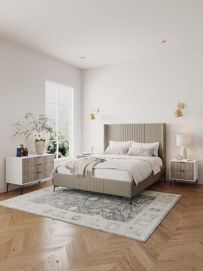 Manhattan Comfort - 2-Piece DUMBO Nightstand and Dresser with 5 Drawers in White and GreyWhite and Rustic Grey - 2-DB02-WG veiw 10