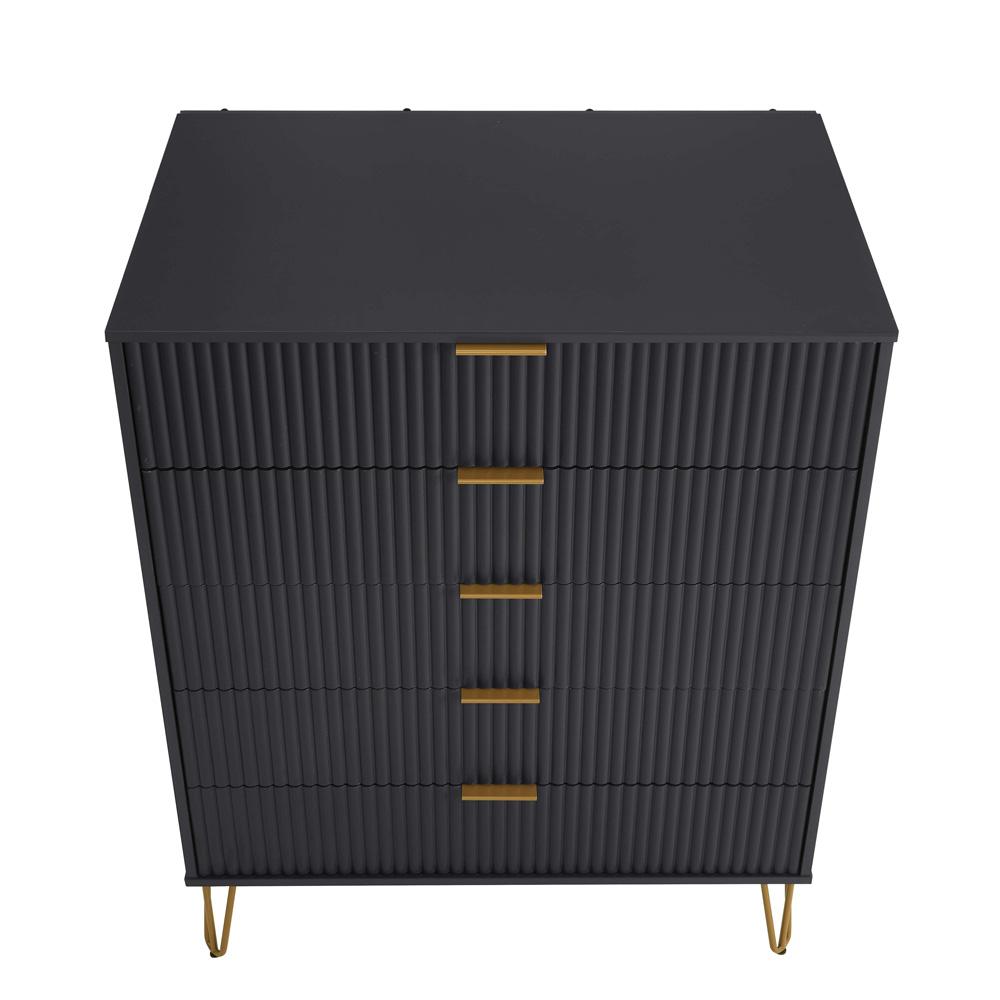 Manhattan Comfort - 2-Piece DUMBO Dresser and 5-Drawer Tall Dresser in Black - 2-DB05-BK veiw 7