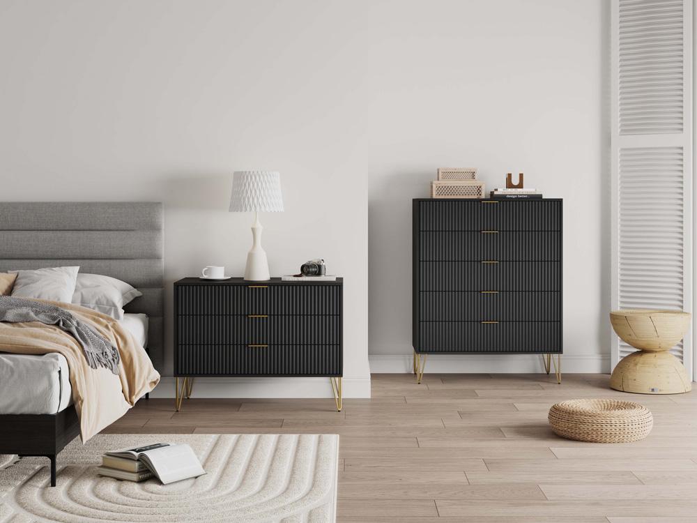 Manhattan Comfort - 2-Piece DUMBO Dresser and 5-Drawer Tall Dresser in Black - 2-DB05-BK veiw 10